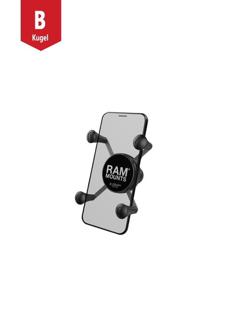 RAM Mounts X-Grip-Halteklammer für Smartphones klein bis 82,6 mm Breite - B-Kugel WOLFWAX