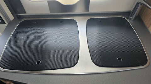 Dekorfolie Carbon für Glasabdeckung der Küche bei Hymer ML-T Exsis Modern Comfort WOLFWAX