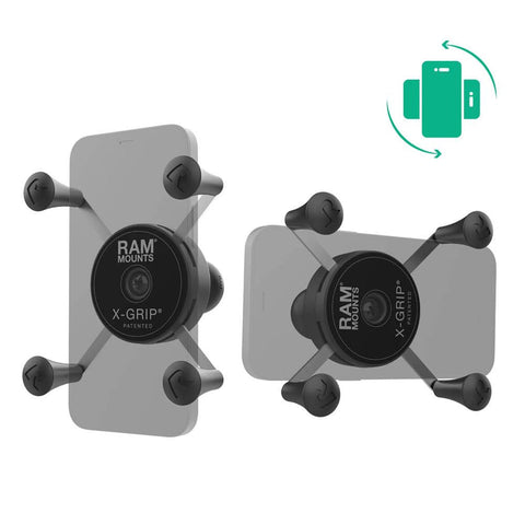 RAM Mounts X-Grip-Halteklammer mit Rotation für Smartphones klein bis 82,6 mm Breite - B-Kugel (1 Zoll) WOLFWAX